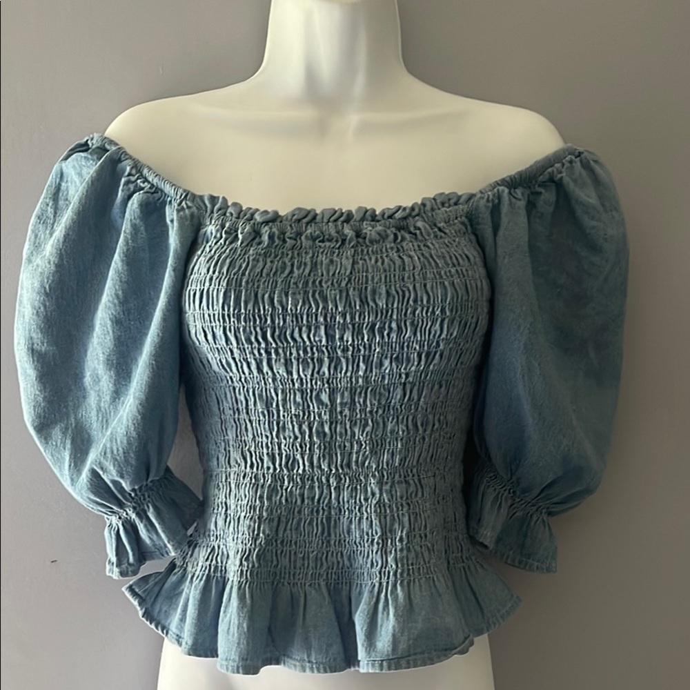 Lotus & Lavender Elastic under bust Keyhole and elastic shoulder Puff sleeves S